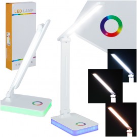 Asztali LED lámpa USB-csatlakozással, érintésvezérléssel, RGB háttérvilágítással, fényerő-szabályozással