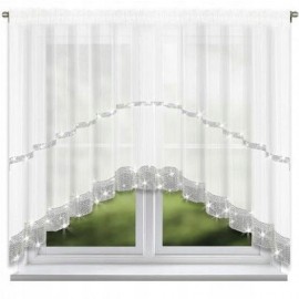 Fehér voile függöny cirkóniákkal, íves, ráncolószalagon 400x150 cm