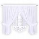 Szett: fehér voile függöny ráncolószalagon 400x150 cm és dekoratív áttört panel