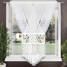 Dekoratív ablakpanel 120x180 cm, ráncolószalagon, áttört mintával és ezüst hímzéssel