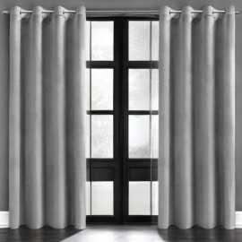 Glamour velúr függöny világosszürke 140 x 230 cm ringlis felfüggesztéssel