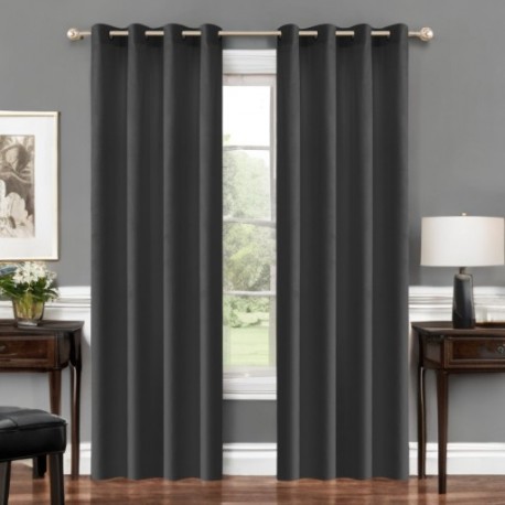 Glamour velúr függöny sötétszürke 140 x 250 cm ringlis felfüggesztéssel