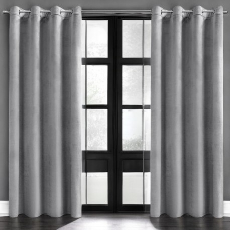 Glamour velúr függöny világosszürke 140 x 250 cm ringlis felfüggesztéssel