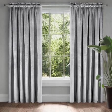 Glamour velúr sötétítő függöny világosszürke 140 x 250 cm ráncolós szalaggal