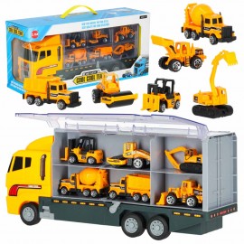 TIR teherautó kilövővel + fém építőgépek