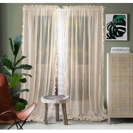 BOHO csipkefüggöny 145×250 cm, ráncolószalaggal, 1 db