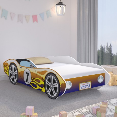 Gyerekágy Versenyautó sárga-barna 140 × 70 cm