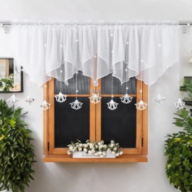 Rövid dekorfüggöny, fehér filc függődíszek, 400x110 cm