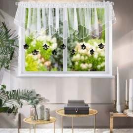 Rövid dekorfüggöny, fekete filc függődíszek, 400x110 cm