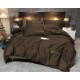 3 részes ágyneműgarnitúra hímzéssel, csokoládé szín, 200x220 cm