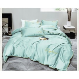 3 részes ágyneműgarnitúra hímzéssel, mentazöld szín, 200x220 cm