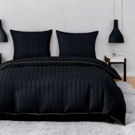 3 részes damaszt ágyneműgarnitúra, fekete szín, 160x200 cm