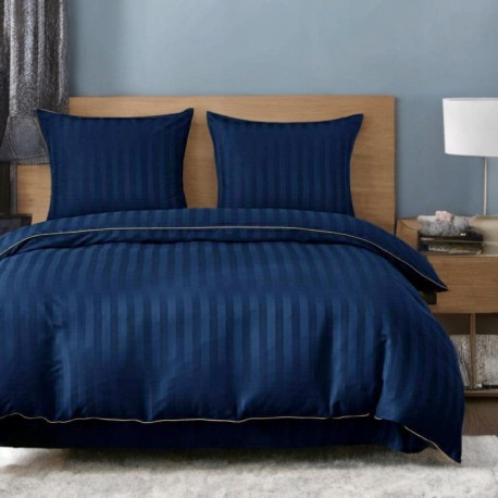 3 részes damaszt ágyneműgarnitúra, sötétkék szín, 160x200 cm