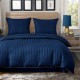 3 részes damaszt ágyneműgarnitúra, sötétkék szín, 160x200 cm