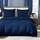 3 részes damaszt ágyneműgarnitúra, sötétkék szín, 160x200 cm