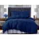 3 részes ágyneműgarnitúra fodrokkal, sötétkék szín, 160x200 cm