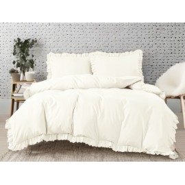 3 részes ágyneműgarnitúra fodrokkal, krémszín, 160x200 cm