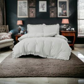 3 részes ágyneműgarnitúra fodrokkal, világosszürke szín, 160x200 cm