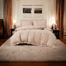 3 részes ágyneműgarnitúra fodrokkal, bézs szín, 160x200 cm