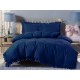 3 részes ágyneműgarnitúra fodrokkal, sötétkék szín, 200x220 cm