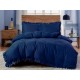 3 részes ágyneműgarnitúra fodrokkal, sötétkék szín, 200x220 cm