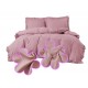 3 részes ágyneműgarnitúra fodrokkal, rózsaszín szín, 200x220 cm