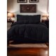 3 részes ágyneműgarnitúra fodrokkal, fekete szín, 200x220 cm