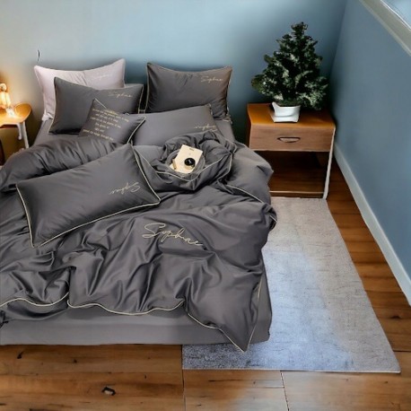 3 részes mikroszálas ágyneműgarnitúra 200x220 cm, sötét grafit szín
