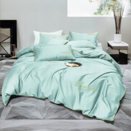 3 részes ágyneműgarnitúra hímzéssel, mentazöld szín, 200x220 cm