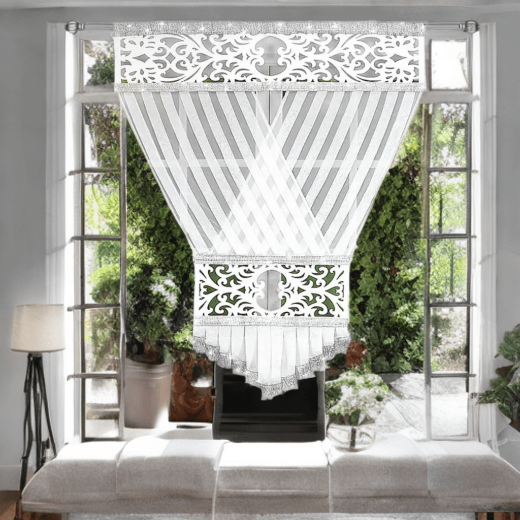 Dekoratív voile ablakpanel cirkóniákkal 120x160 cm