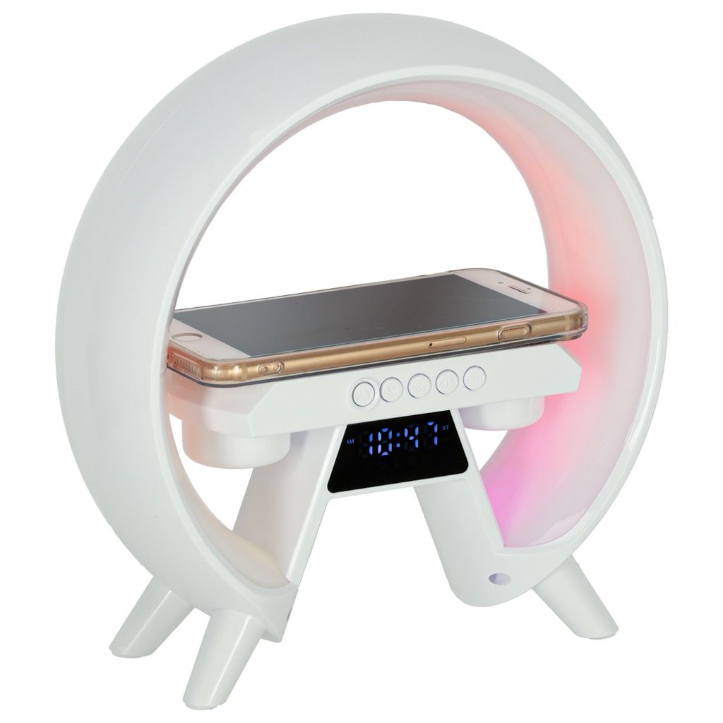 LED lámpa induktív töltővel és rádióval