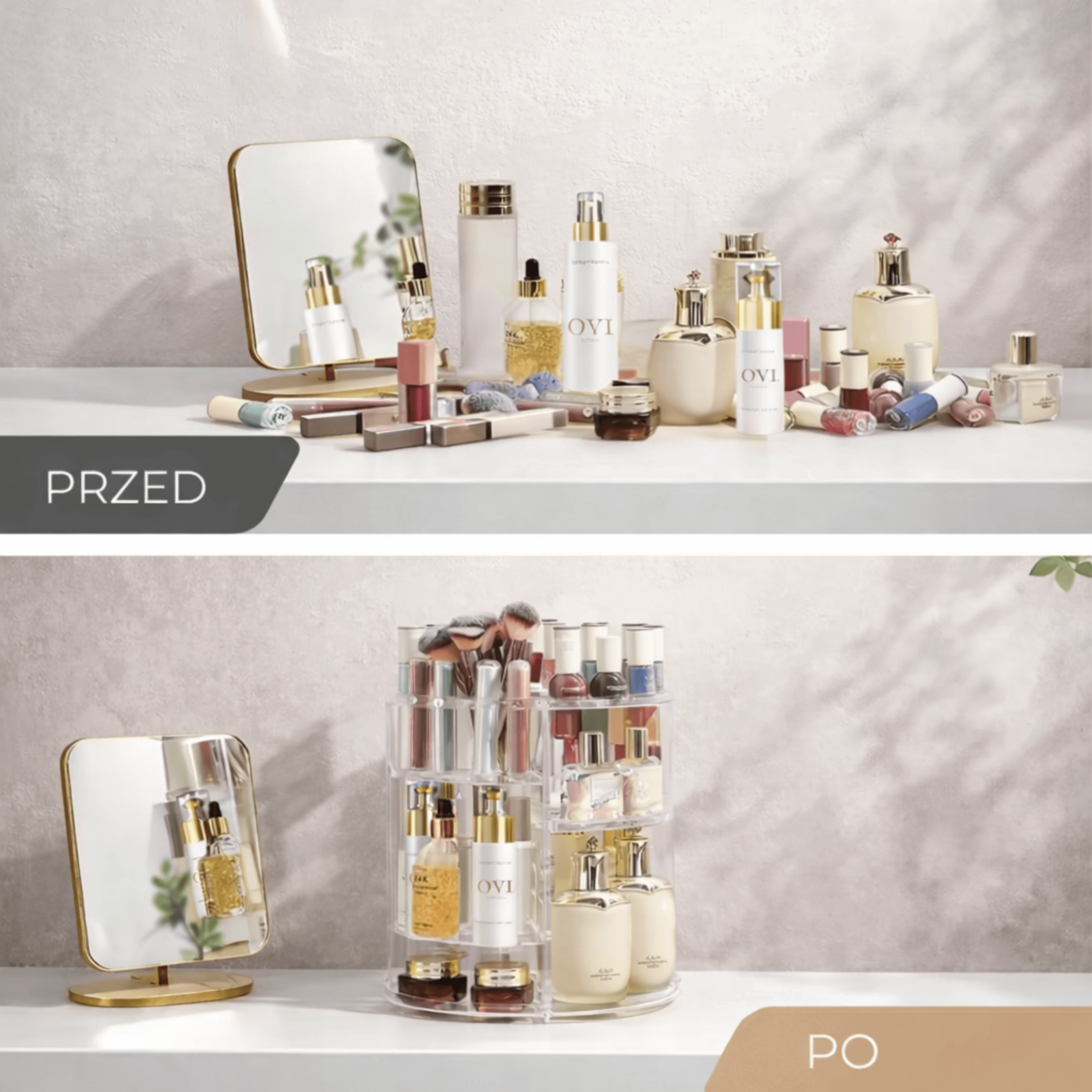 Forgó kozmetikumtároló