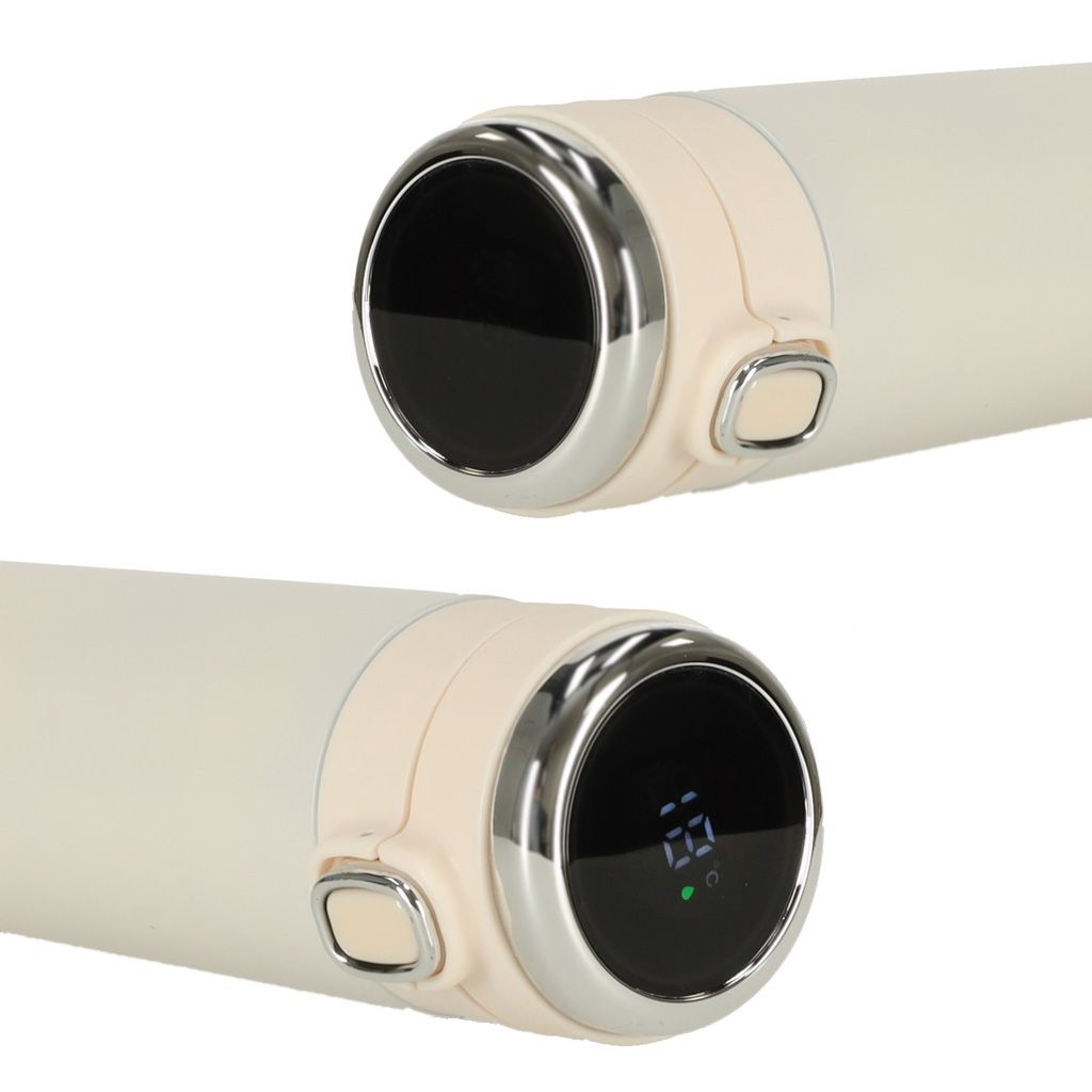 Termoszbögre szájrésszel és LED kijelzővel 420 ml bézs