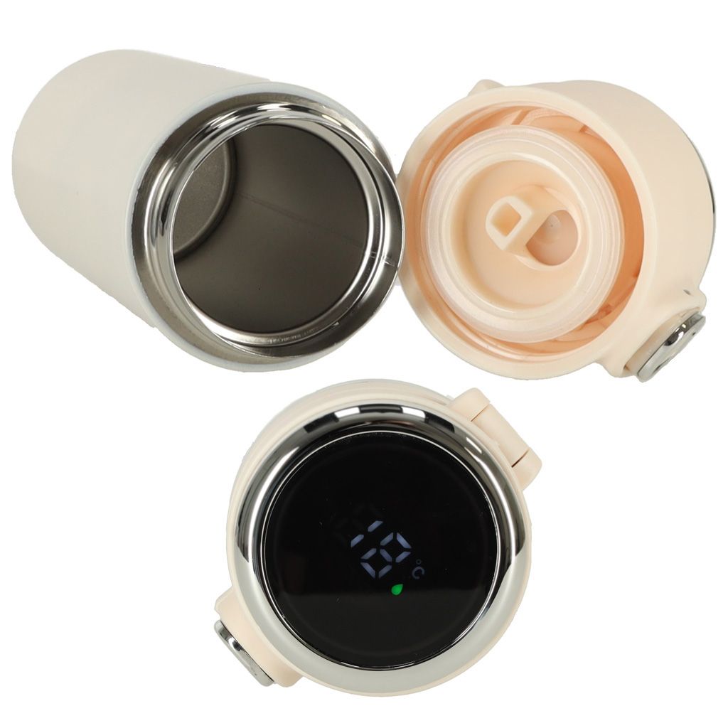 Termoszbögre szájrésszel és LED kijelzővel 420 ml bézs