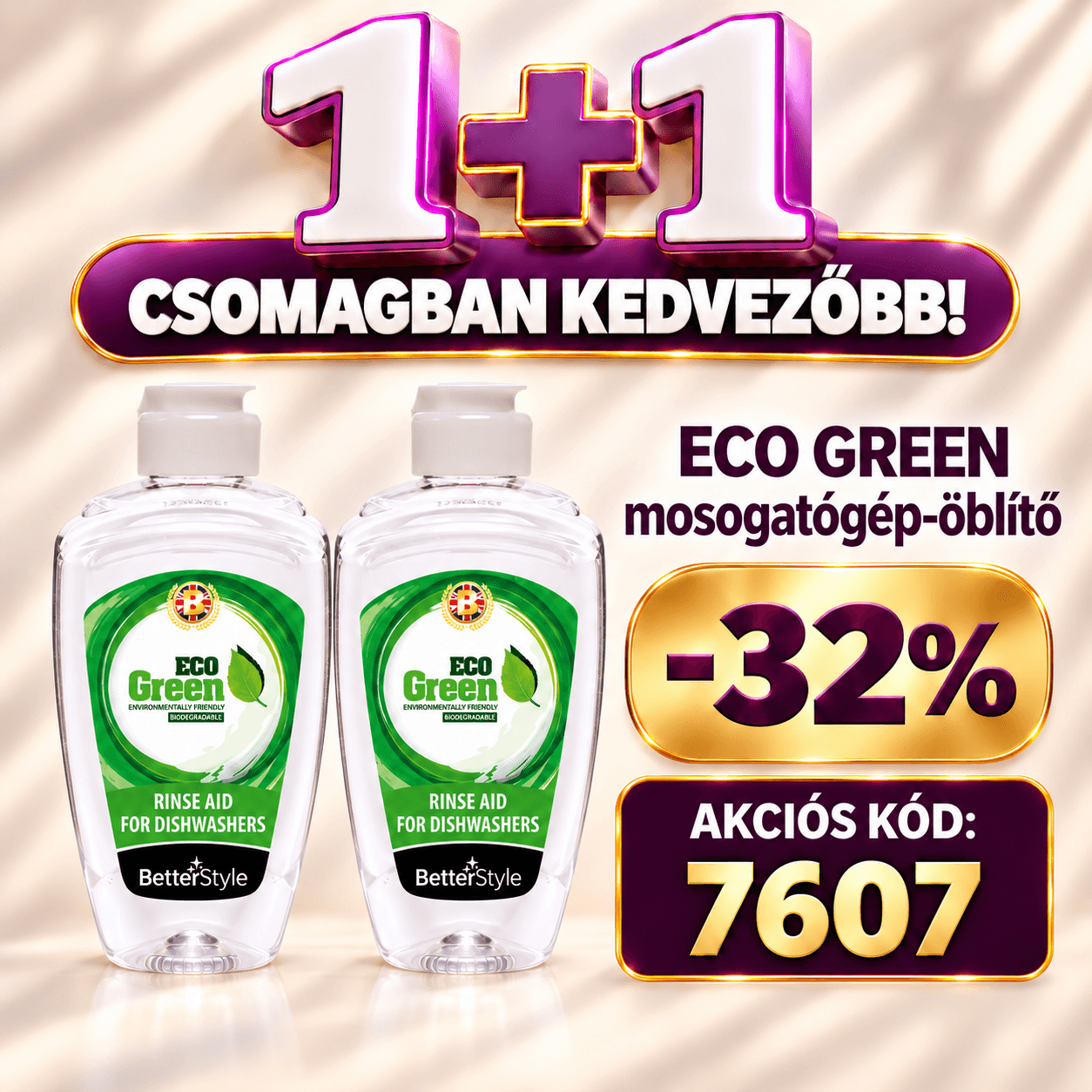 ECO GREEN edényfényesítő mosogatógépbe 2db