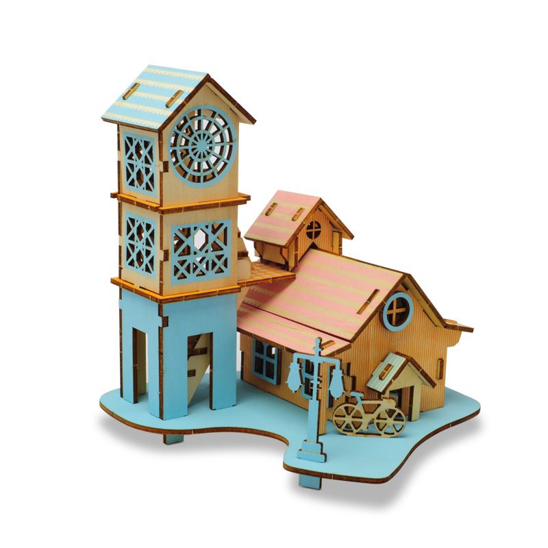 Fából készült 3D-s puzzle-ház