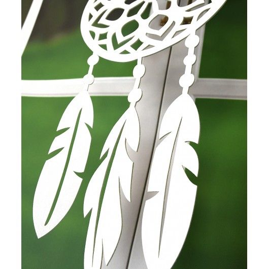 Szett: fehér voile függöny 400x150 cm és dekoratív álomfogó panel