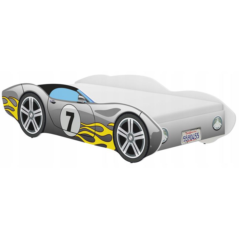 Gyerekágy Versenyautó szürke lángmintával 140 × 70 cm