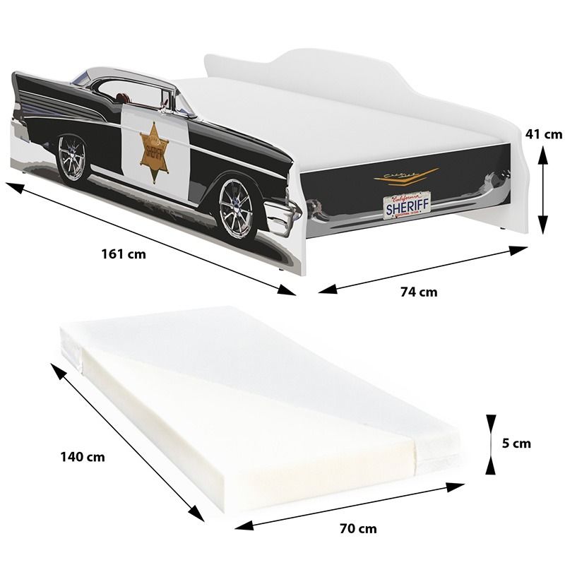 Gyerekágy Serifautó 140 × 70 cm