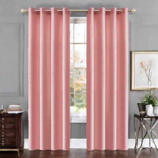 Glamour velúr függöny púderrózsaszín 140 x 230 cm ringlis felfüggesztéssel (1 db.)