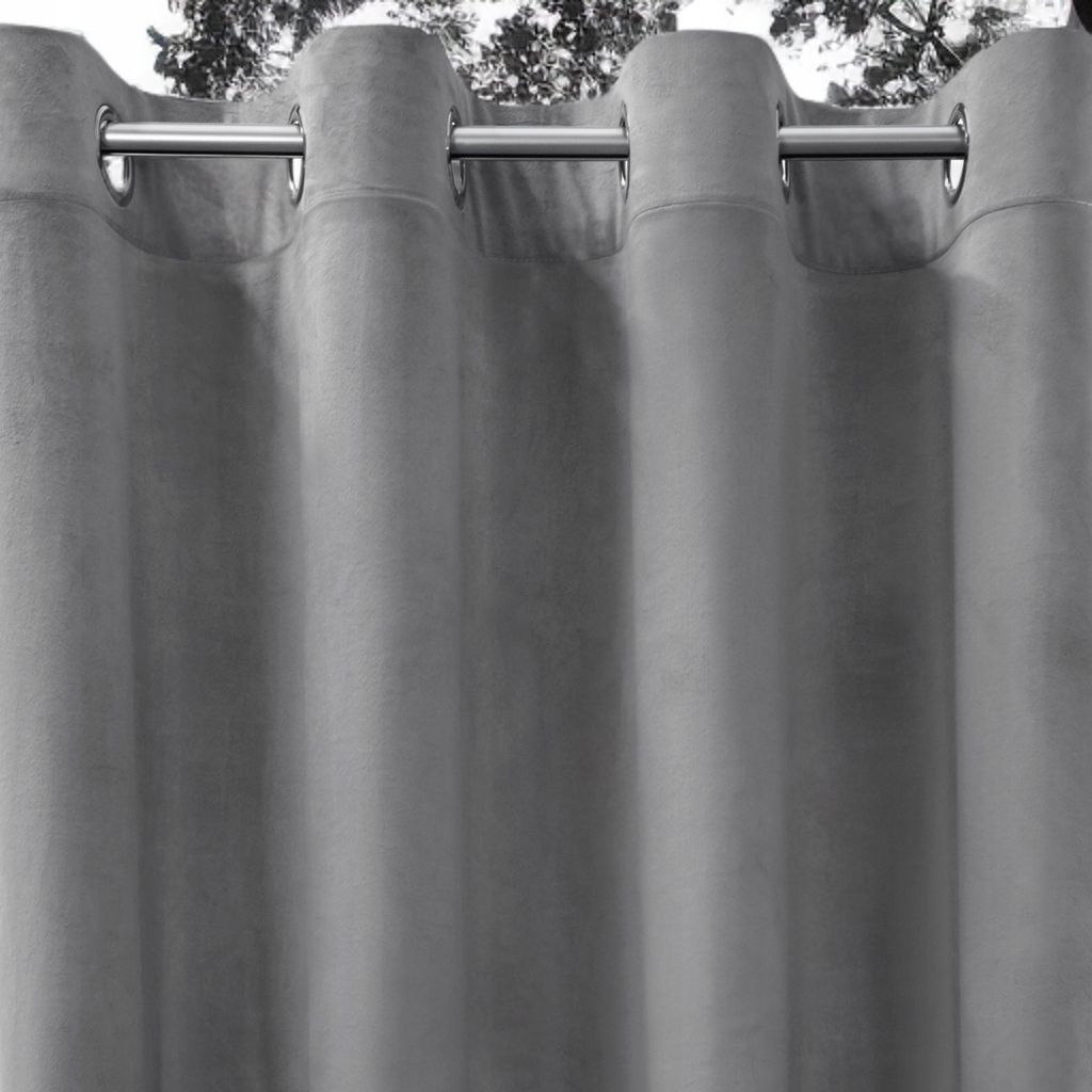 Glamour velúr függöny világosszürke 140 x 230 cm ringlis felfüggesztéssel (1 db.)