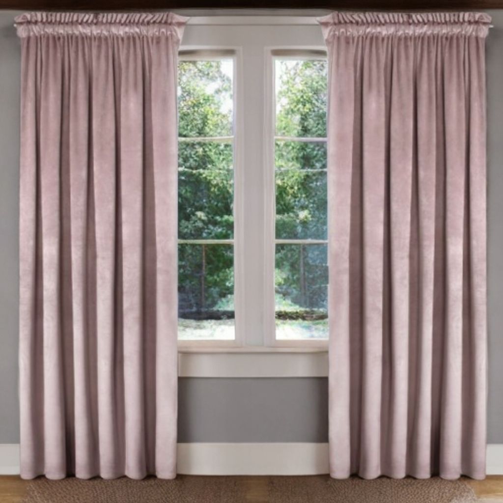Glamour velúr sötétítő függöny púderrózsaszín 140 x 230 cm ráncolós szalaggal (1 db.)