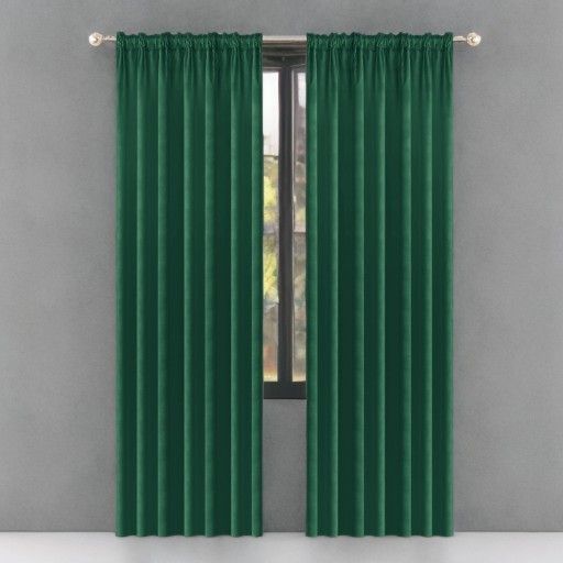 Glamour velúr sötétítő függöny palackzöld 140 x 270 cm ráncolós szalaggal (1 db.)
