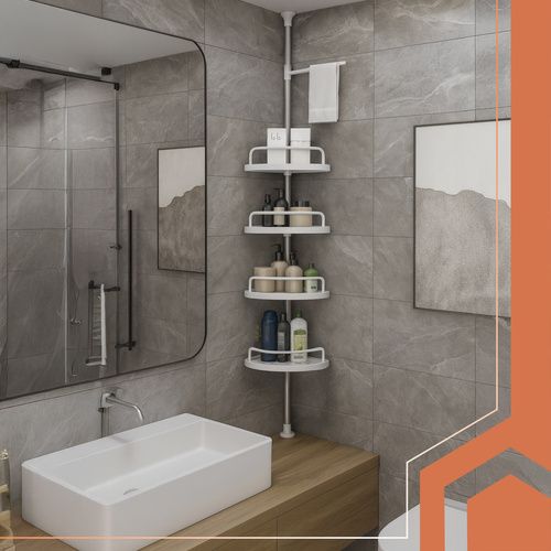 Sarok teleszkópos fürdőszobai polc zuhany alá