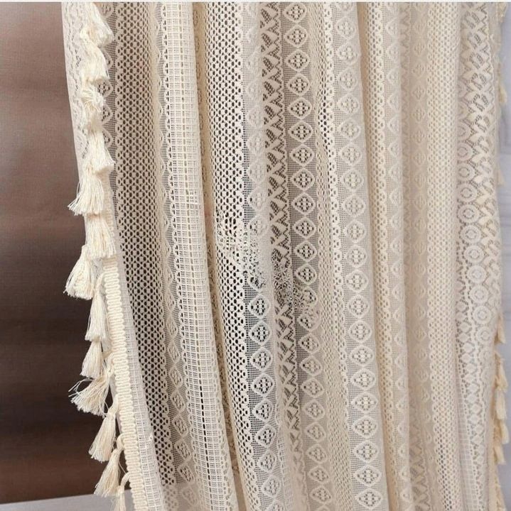 BOHO csipkefüggöny 145x250 cm, ráncolószalaggal, 1 db
