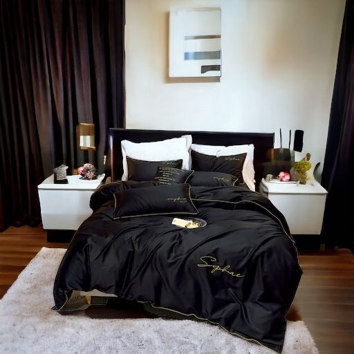 3 részes mikroszálas ágyneműgarnitúra 200x220 cm, fekete szín