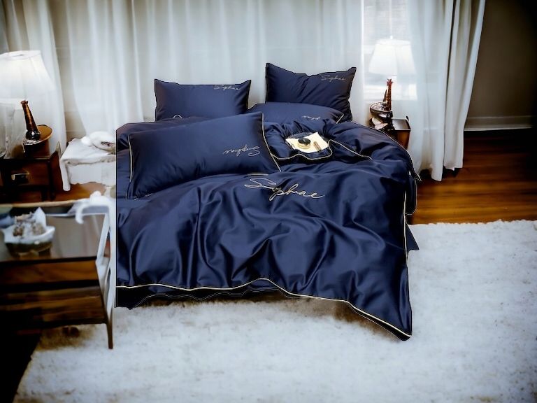 3 részes mikroszálas ágyneműgarnitúra 200x220 cm, sötétkék szín