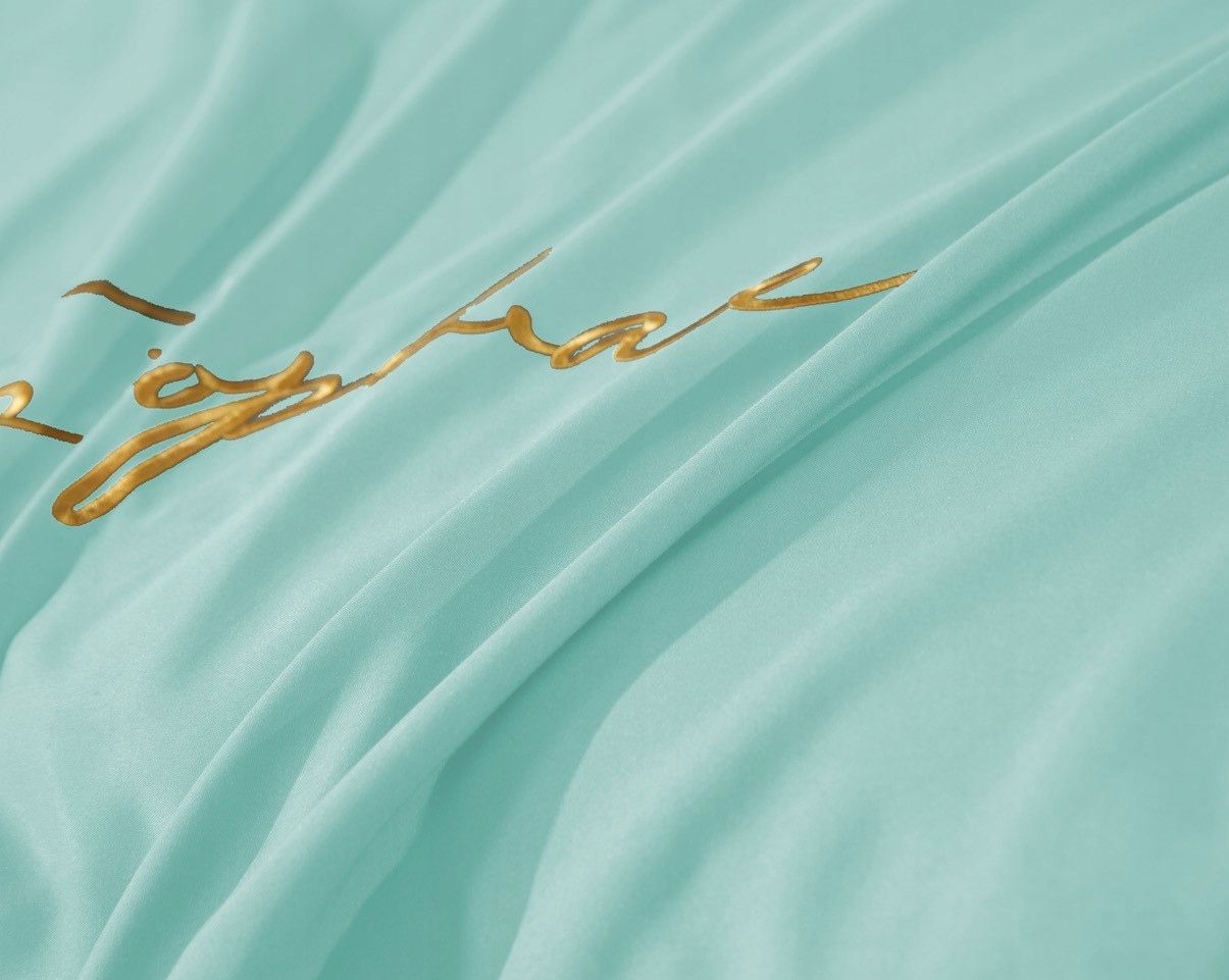 3 részes ágyneműgarnitúra hímzéssel, mentazöld szín, 160x200 cm