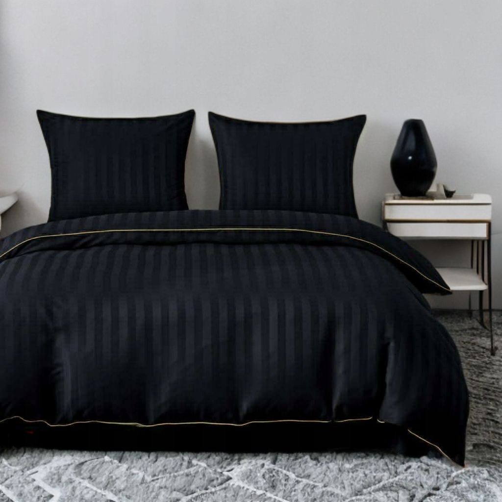 3 részes damaszt ágyneműgarnitúra, fekete szín, 160x200 cm