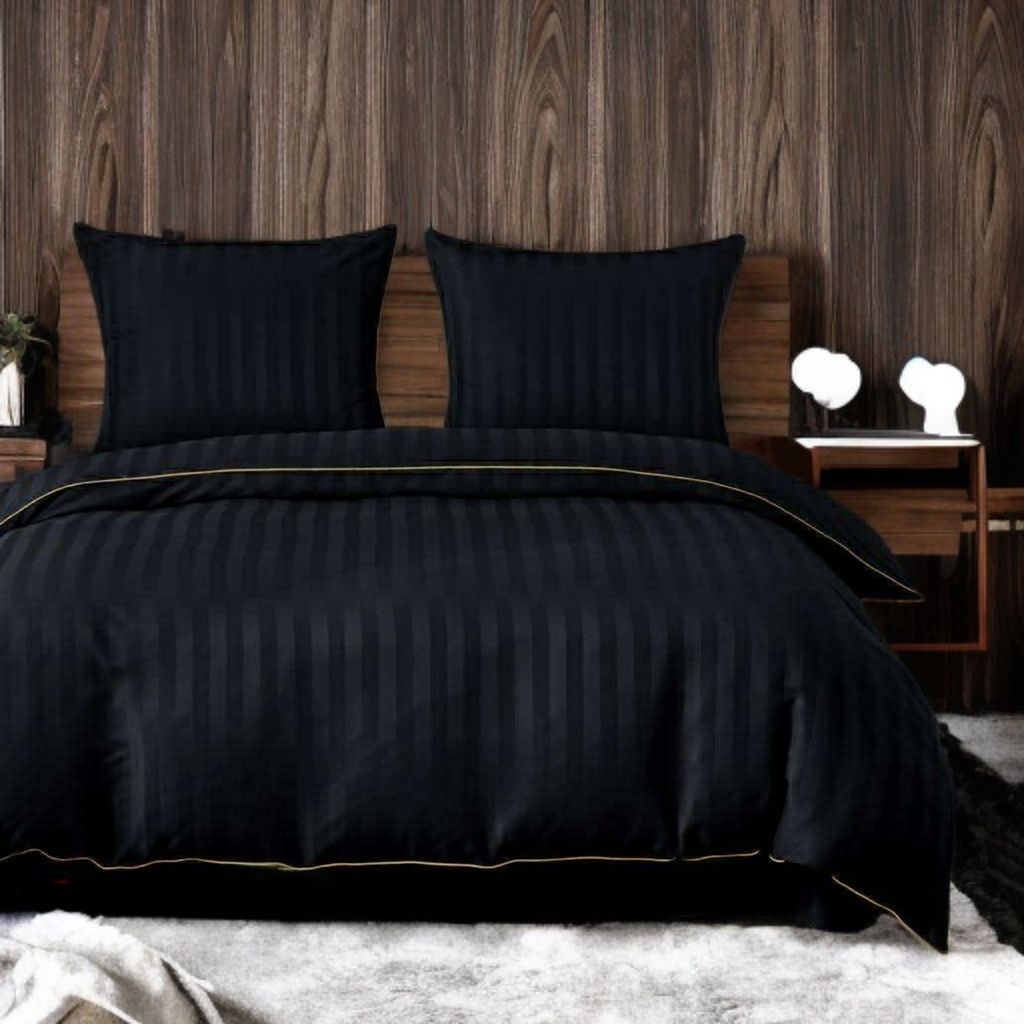 3 részes damaszt ágyneműgarnitúra, fekete szín, 160x200 cm